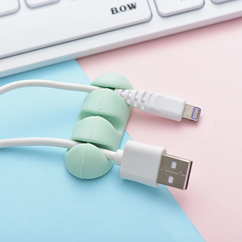 Portable Adhesive Desktop Wire Retainer Silicone Charger and Cable Wire Clip Organizer