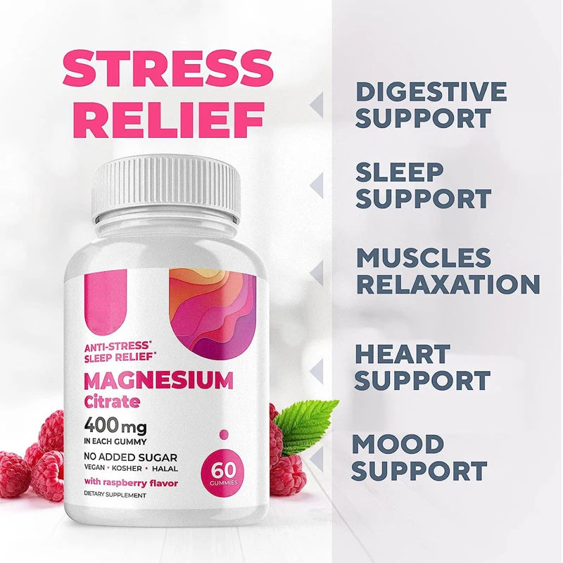 Stress relie Strong Bones Muscle Supplement calcium Potassium magnesium zinc glycinate gummies for good sleep