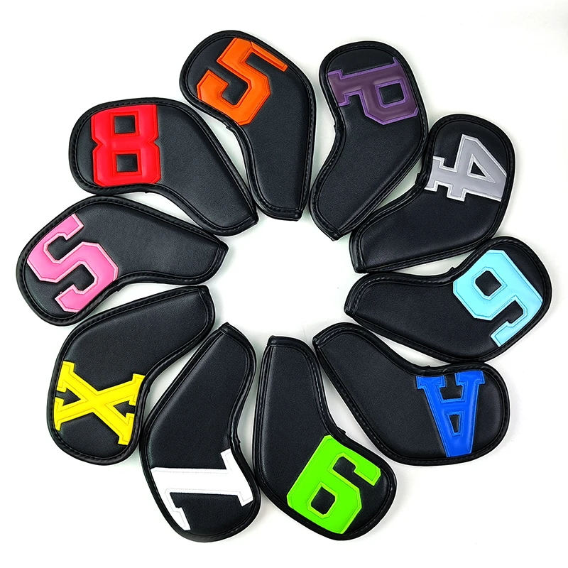 Wholesale Custom Black Golf Head Covers Soft Iron Golf Club Cover with Embroidery Logo golf club covers headcover