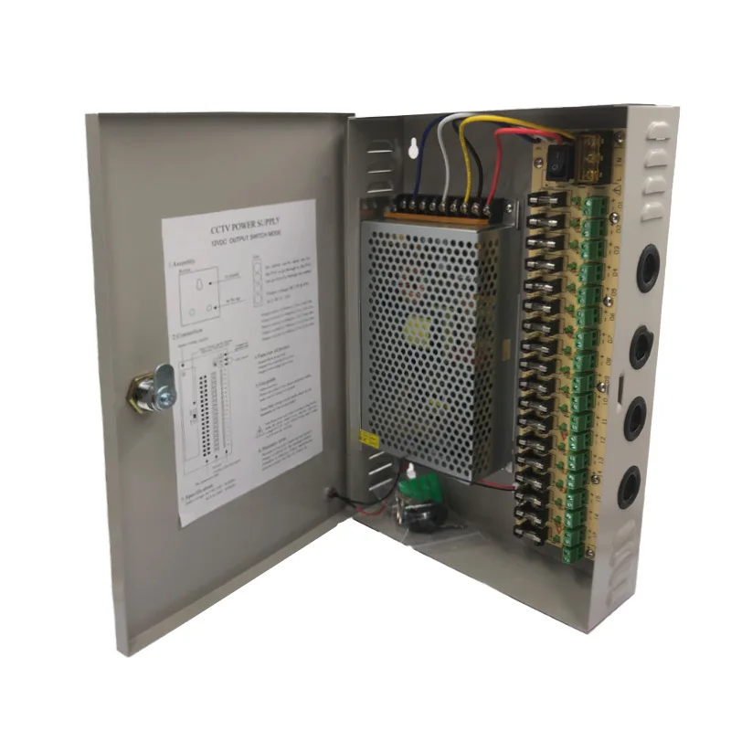 CCTV Camera SMPS Ac Dc 12V 20A SMPS 18 Channel RoHS Driver Supply Box