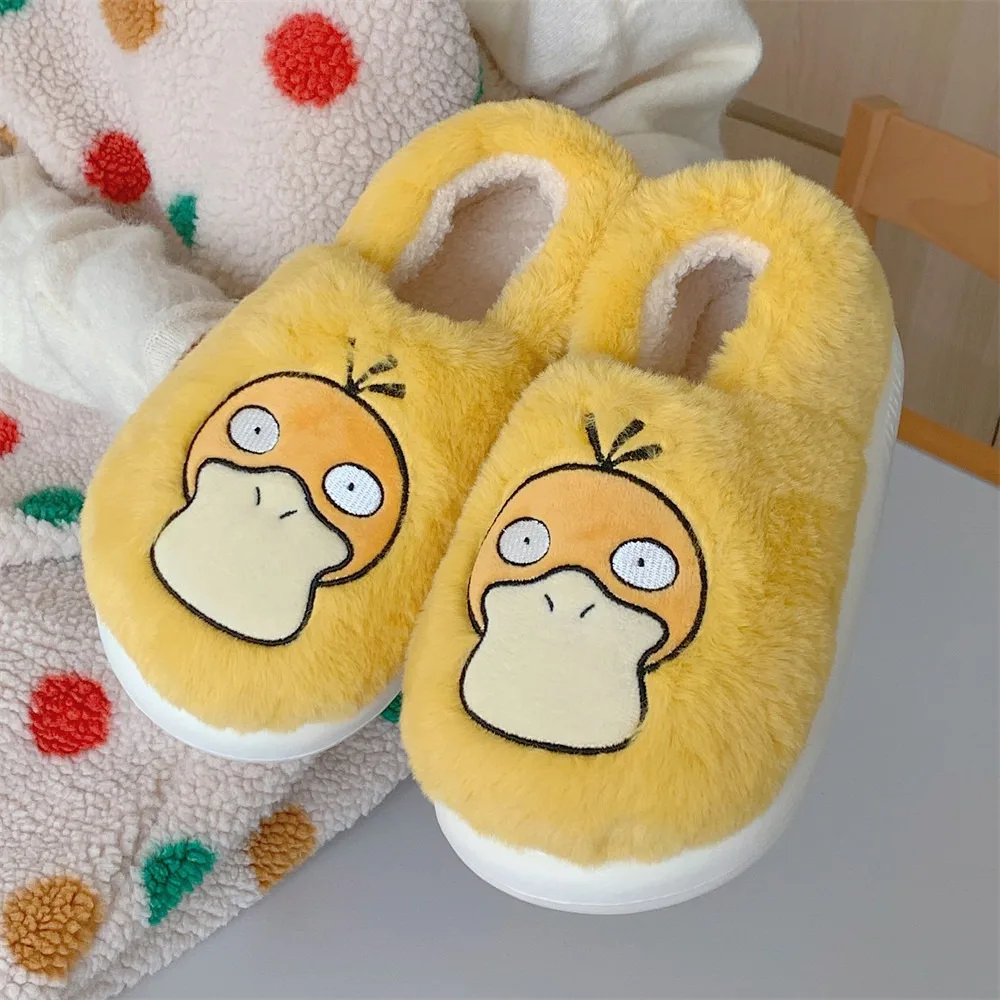 Симпатичные теплые зимние плюшевые тапочки уютная пушистая обувь Pokemoned Snorlax Pichachu утка домашние детские для мальчиков