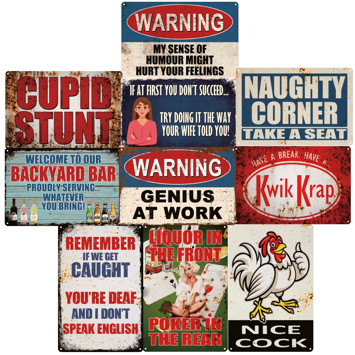 Nice Cock Wholesale Funny Metal tin Signs Riff Raff Warning Beer vintage poster home pub bar decor