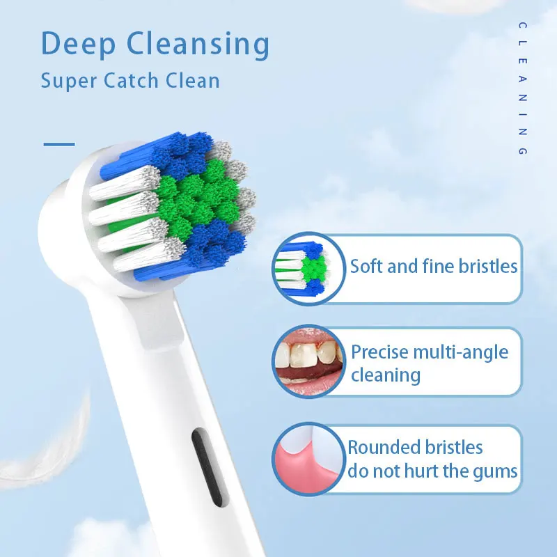 Soft Electric Toothbrush Heads Patented Replacement Toothbrush Heads With Dupont Bristles EB-17P