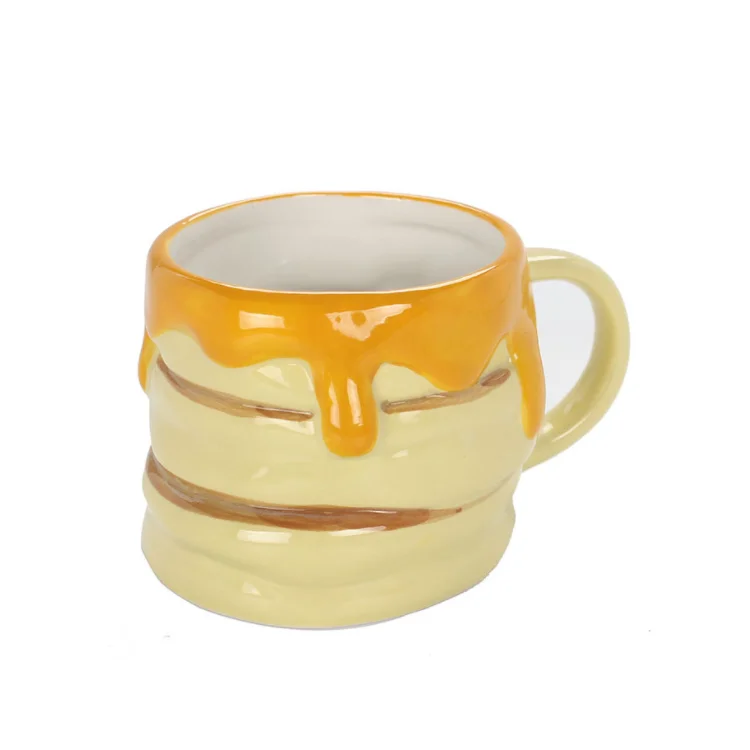Custom 3D Funny Yellow Bread Butter Campagne Shape Ceramic Coffee Milk Mug