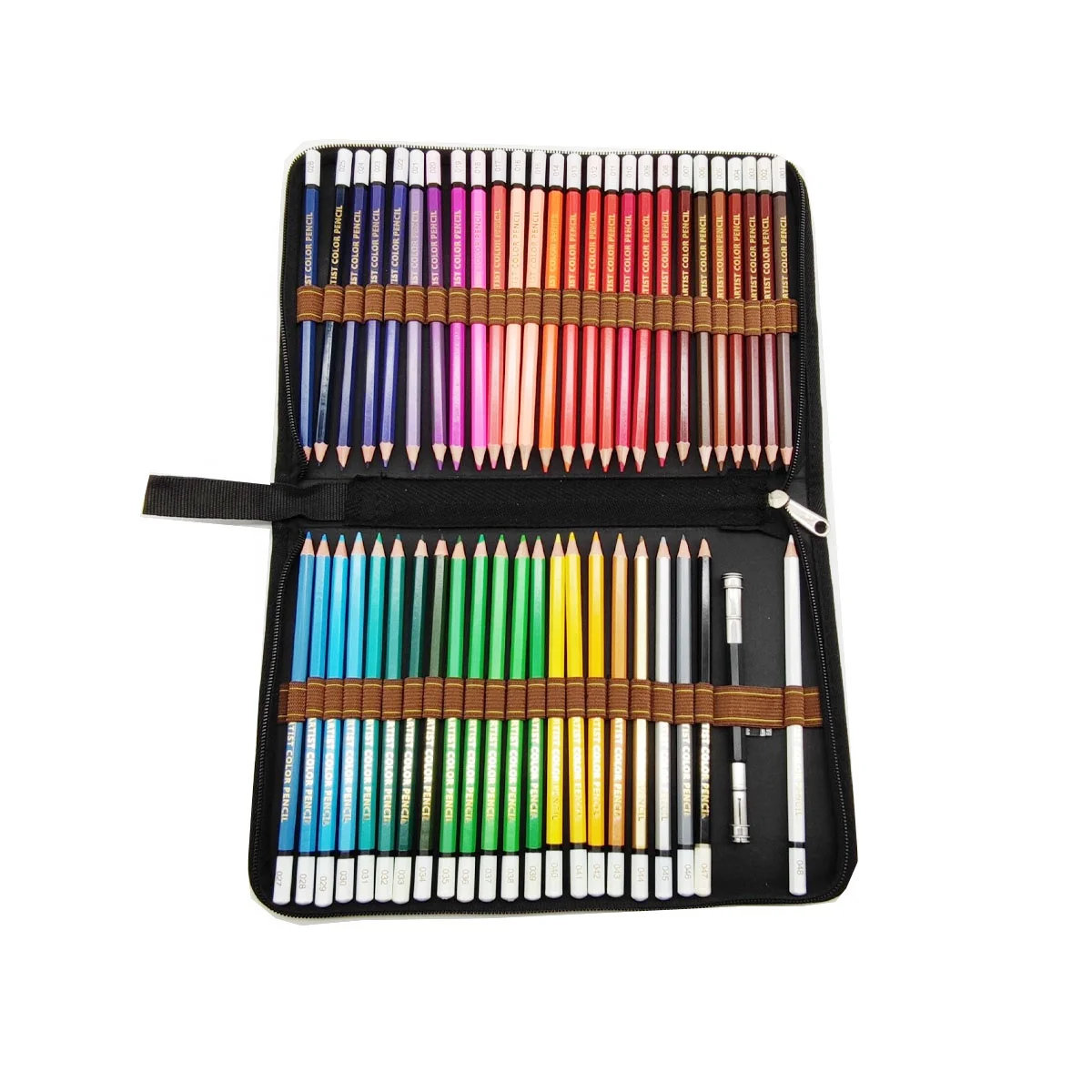 New Arrival Zipper Bag 53 Pieces Art Drawing Set Oil Based 48 Colouring Pencils With Color Numbers For Kids and Adults