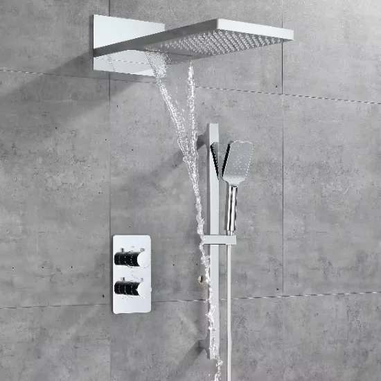 Bathroom Waterfall Shower Set Concealed Shower Design With Three Water Functions