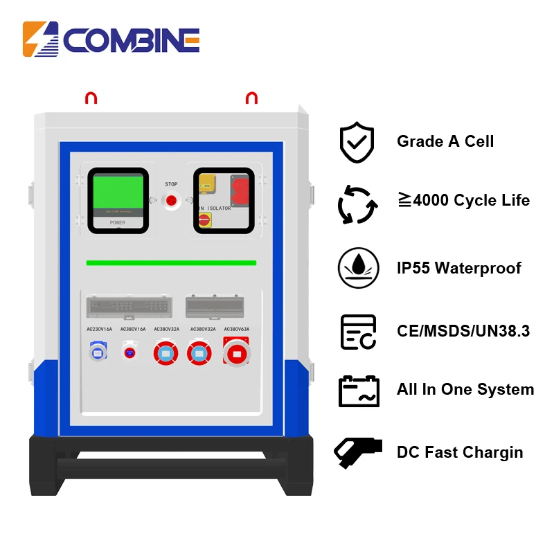COMBINE All In One Mobile Solar Power Station Industrial 100kWh 200kWh Off Grid LiFePO4 Battery Energy Storage System