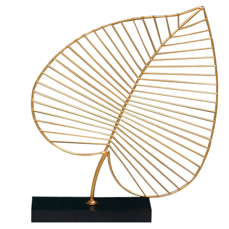 Simple Metal Leaf Ornaments Nordic Creative Home Wine Cabinet Office Living Room Desktop Metal Decoration