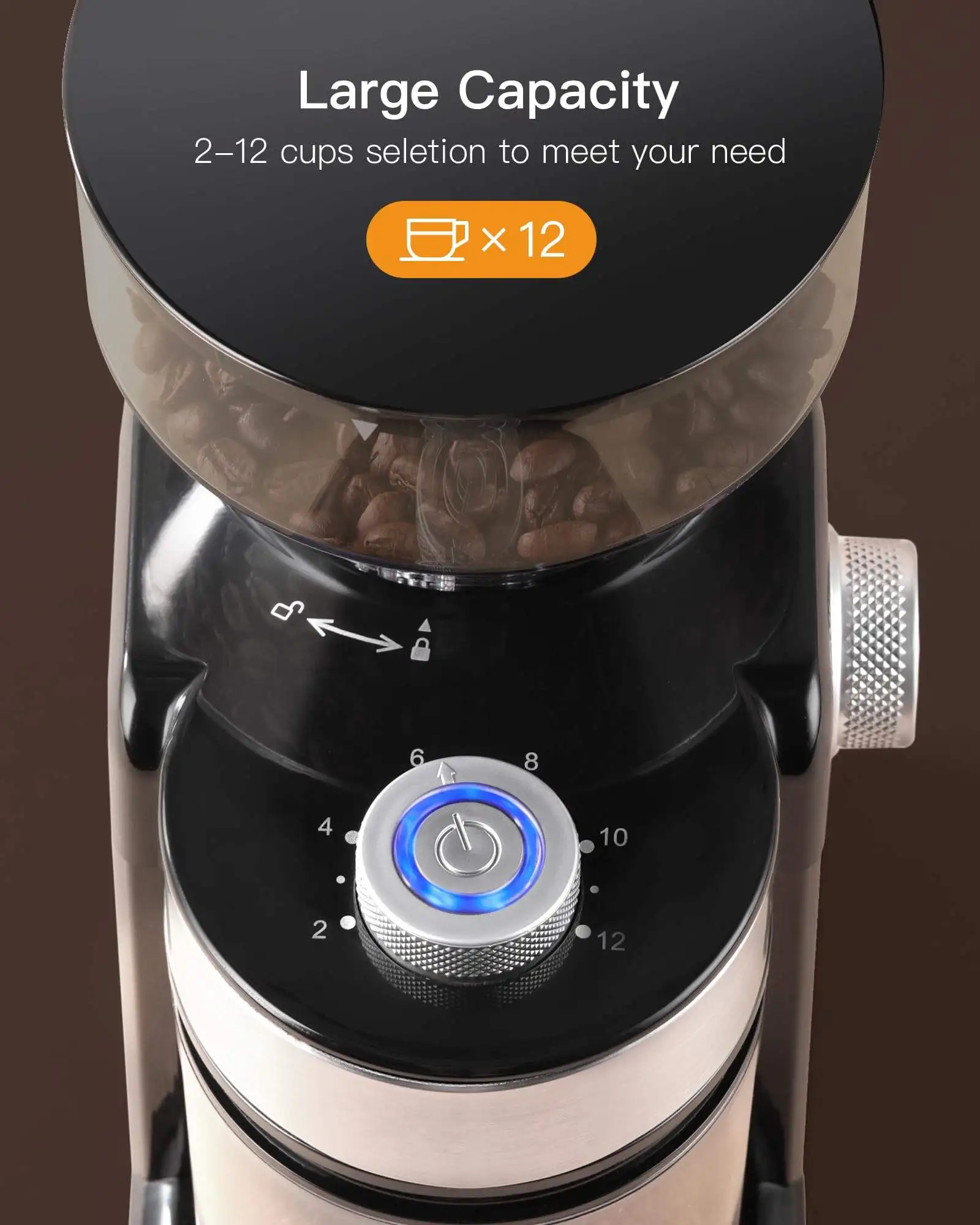 18 Precise Grind Setting Adjustable Burr Mill  Conical Coffee Grinder Electircs Press Espresso Grinder