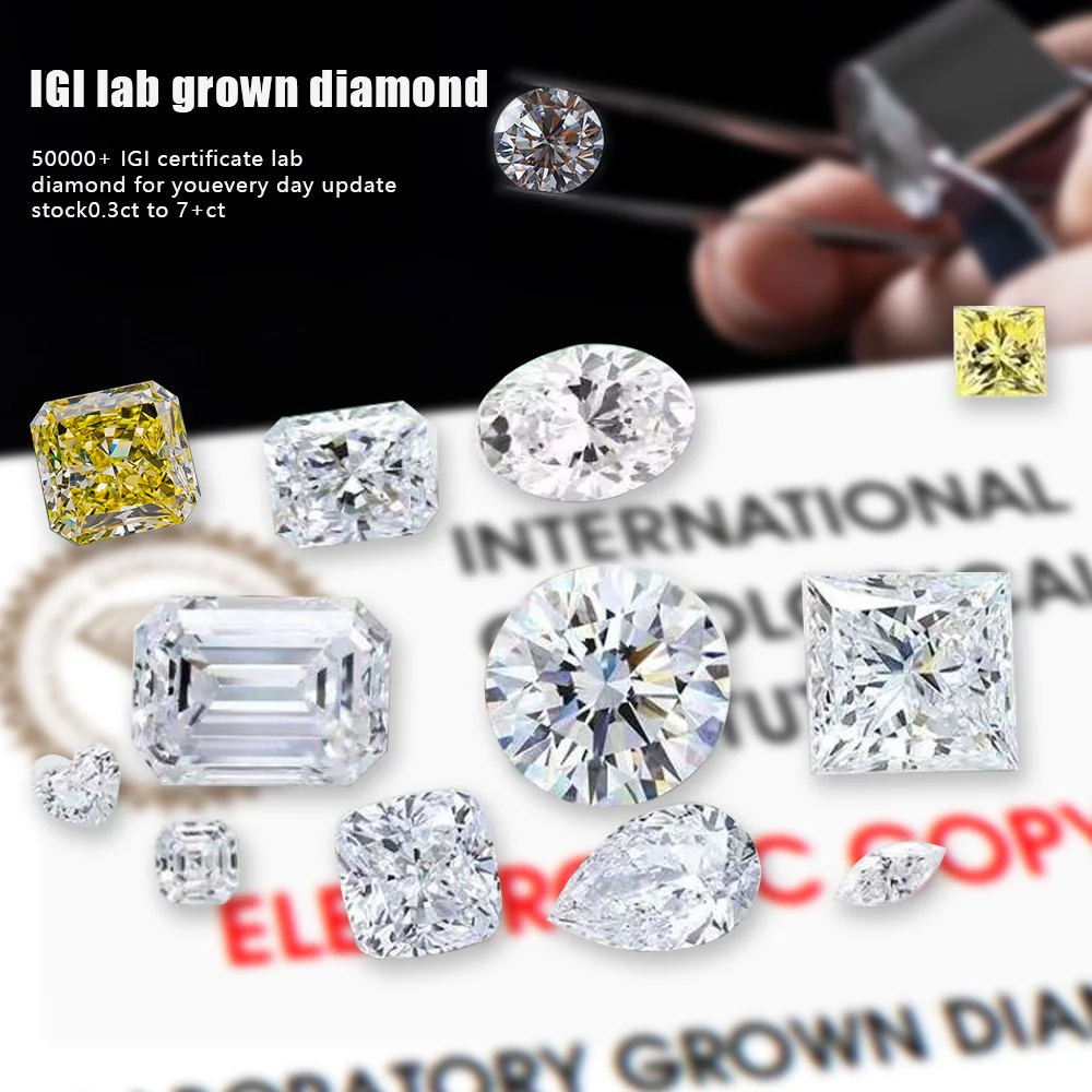 Wholesale 0.3-5Carat Top Supplier Round Radiant Cushion Cut Lab Grown Diamond HPHT IGI Diamond VS VVS SI Synthetic Diamond
