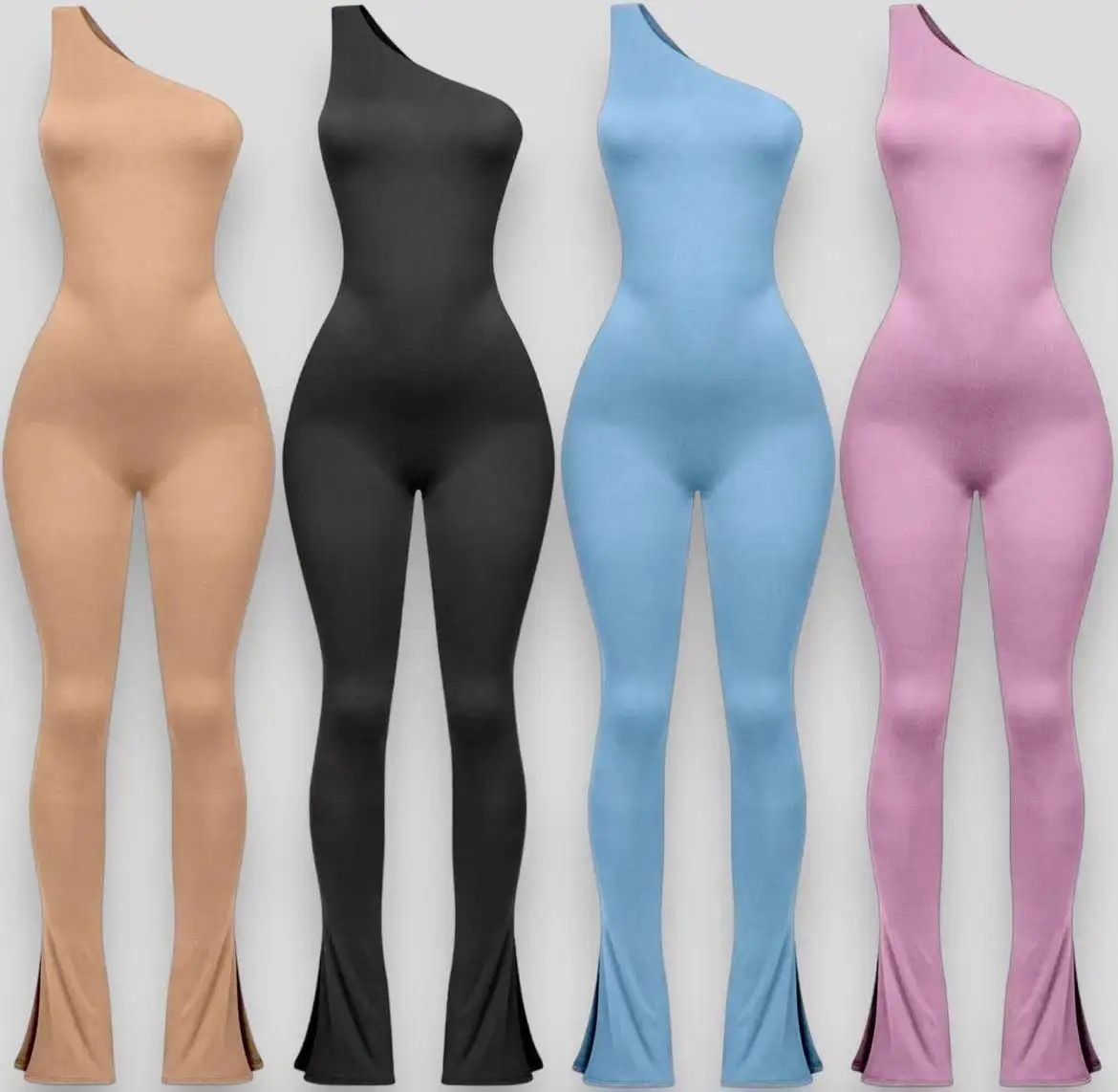 custom manufacturers girls poly spandex knit wide leg top de rompers women jumpsuit mujer 2024 Spring playsuit jumpsuit