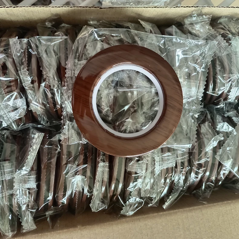 modern manual 74mm/42mm wooden color ABS PP plastic drape curtain ring with clips