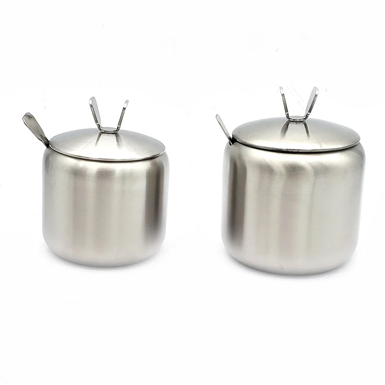 
Stainless Steel Tea Coffee Spice Sugar Storage Container Bowl Canister with Spoon Lid 