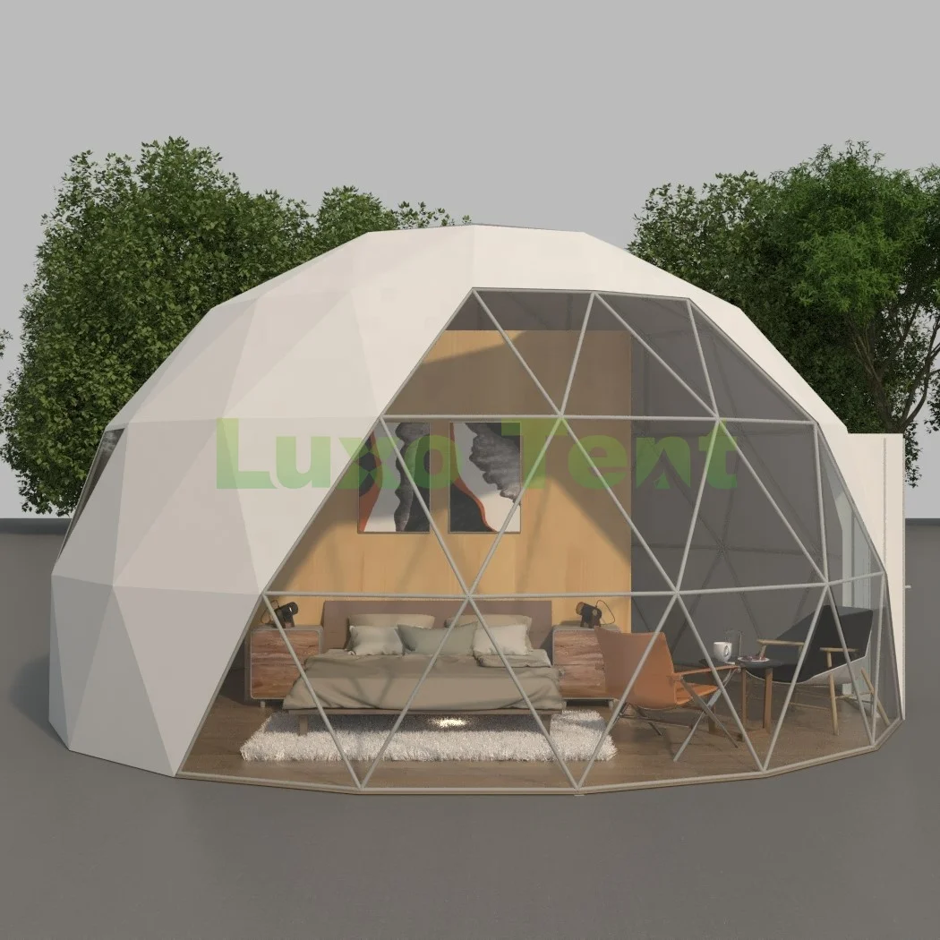 Luxury Roof PVC Heated Eco Prefab Transparent Geodesic Dome Hotel Glamping Tent House Desert Round Dome Tent For Camping