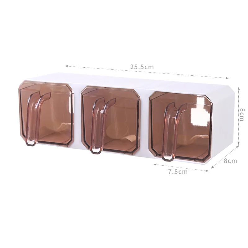 Seasoning Box Wall Mounted Kitchen Set Multifunctional Storage Box Salt Jar Msg Pepper Seasoning Storage Rack
