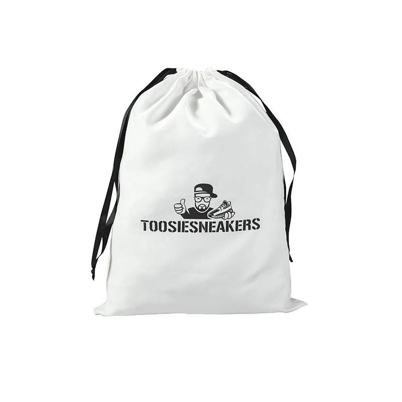 Luxury soft suede drawstring  pouches with silk printing dust drawstring  bag for packaging shoes clothing handbag storage
