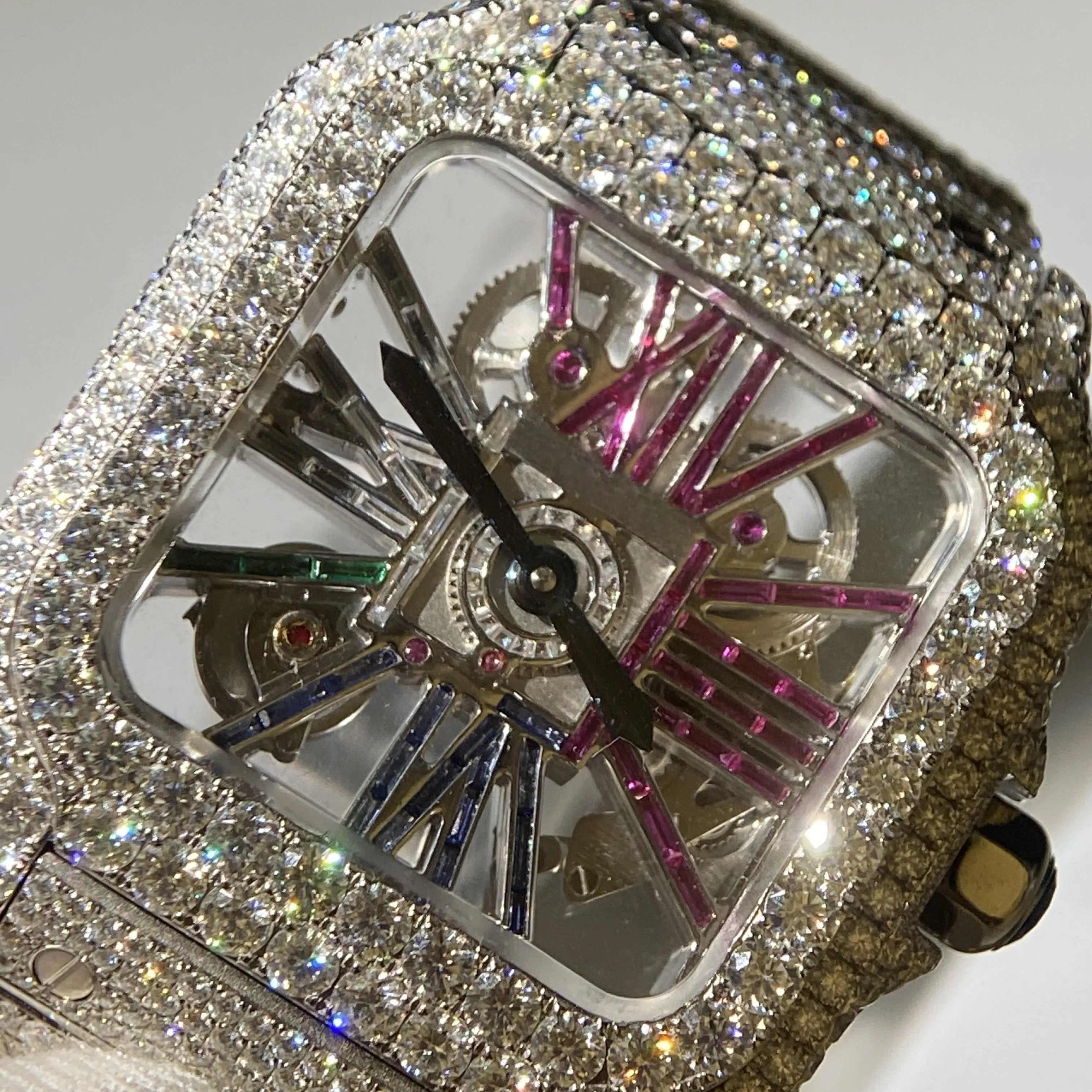 Алмазный тестер VVS Moissanite high-end customized Out алмазные часы в стиле хип-хоп со скелетом