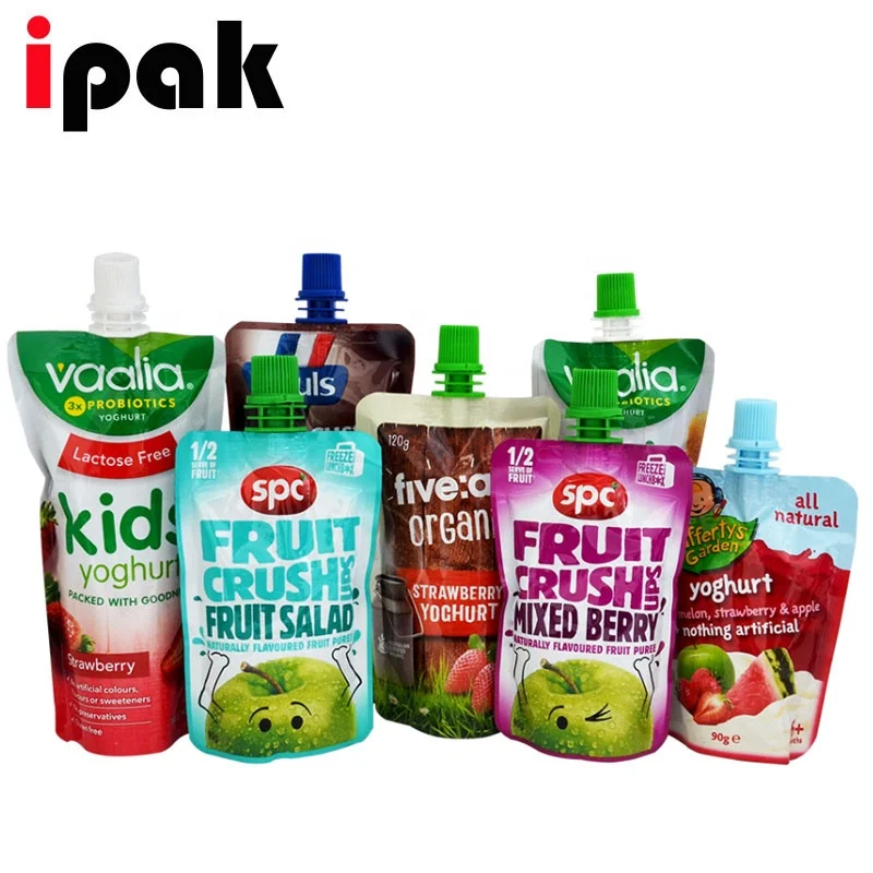 Custom Food Grade 100ml 250ml 500ml Stand up Alcohol Soy Milk Jelly Juice Liquid Beverage Drinks Spout Pouch