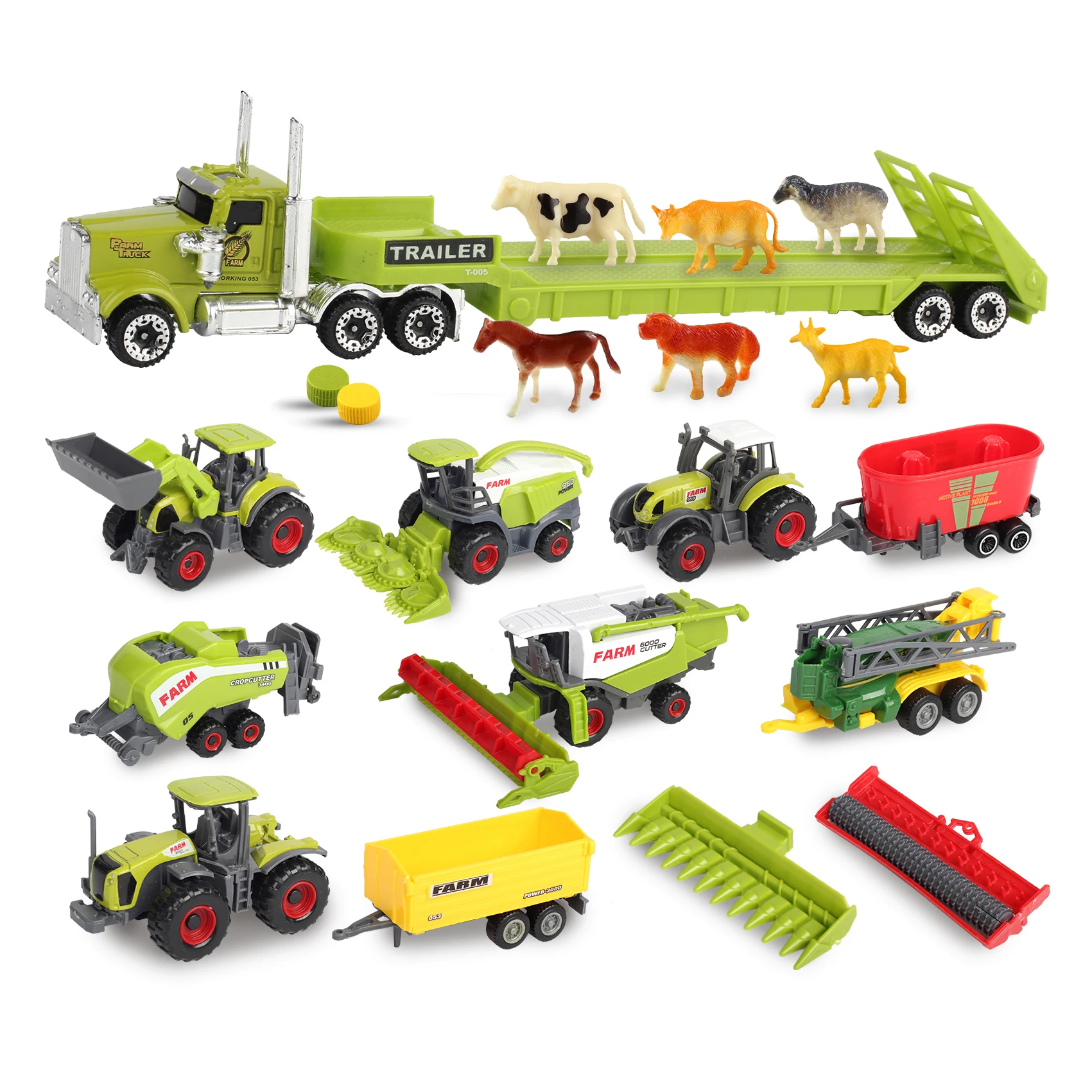 Good Price Of Good Quality 18Pcs Small Cars And Tractors Tow Truck Toy Animals Set For 3 Year Old Boys Alloy Metal Toy Cars
