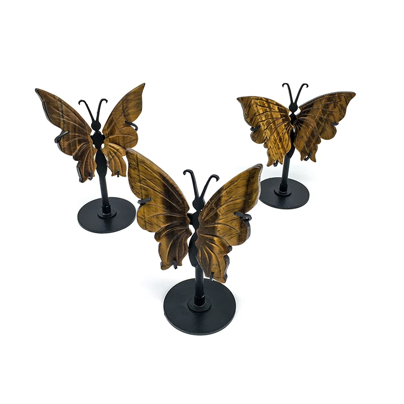 Wholesale Factory Price Natural Crystal Crafts Hand Made Tiger eye Butterfly wings Crystal Wing for decoration
