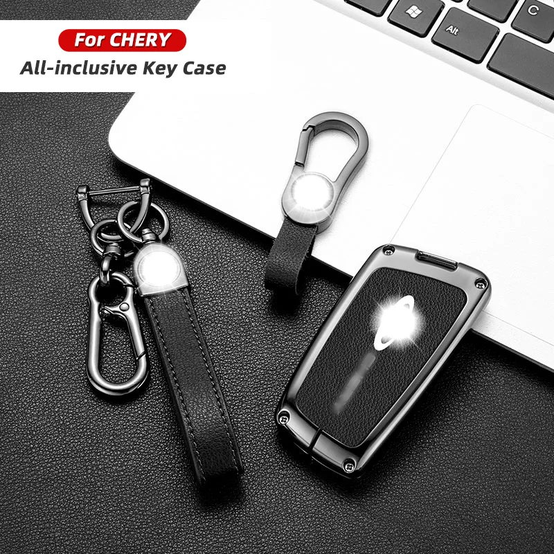 hot selling suitable for Chery car key cover 23 Ant EQ1 Arrizo E Tiggo E metal automobile key fob case leather metal bag