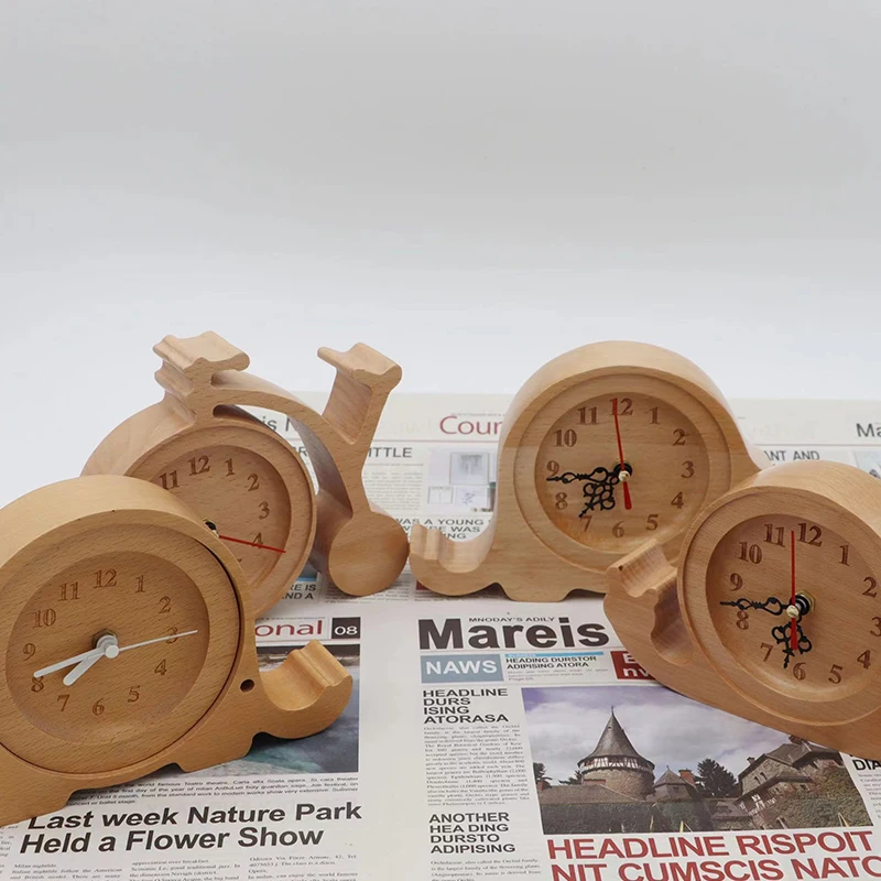 Customized Handmade Wooden Table Alarm Clock For Gift