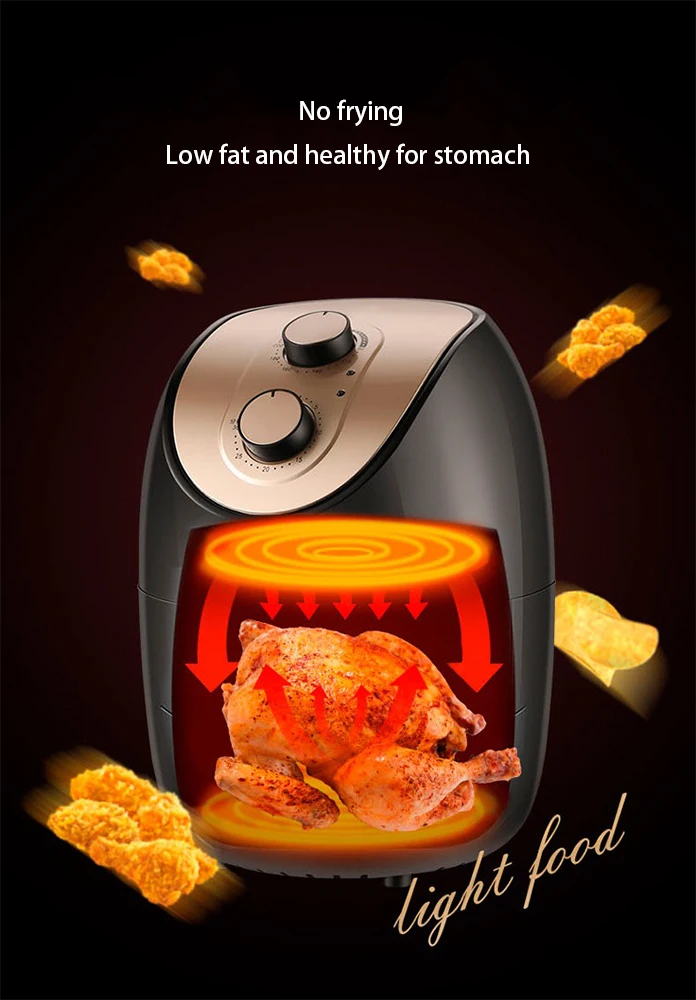 Healthy Oil-Free Simple Knob Controls Electric Oven Air Deep Fryer for Frying Roasting Grilling Baking