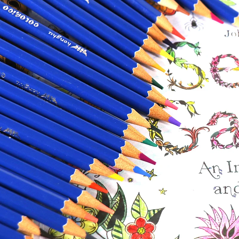 HONGHU wood colour pencil set bule body top grade packing water colour pencil set good lead packing School Packaging Office