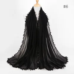 Classic simple classy Tie dyed cotton linen Hairball turban hijab shawls women muslim scarf