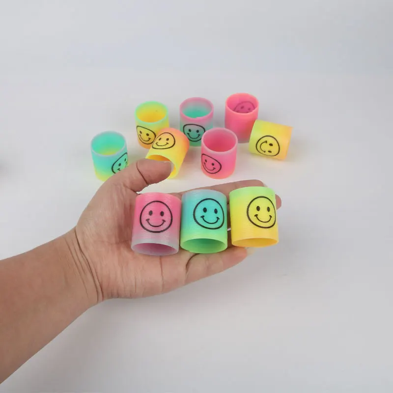 Hot Sales Elastic Mini Rainbow Spring Coil Anti stress Hand Skill Birthday Party Toy Magic Rainbow Spring Toy