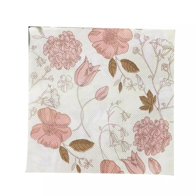 Colorful Square Western Table Flower Water Based Ink Print Paper Napkins For Wedding