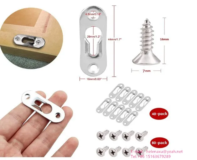 Metal Hangers Fasteners for Picture Frame Mirror Frame Cabinet Bracket Keyhole with screws