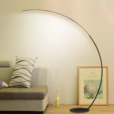 Nordic Arc Shape Floor Lamp Modern Led Dimmable Remote Control Standing Light For Living Room Bedroom Study Decor Lighting
