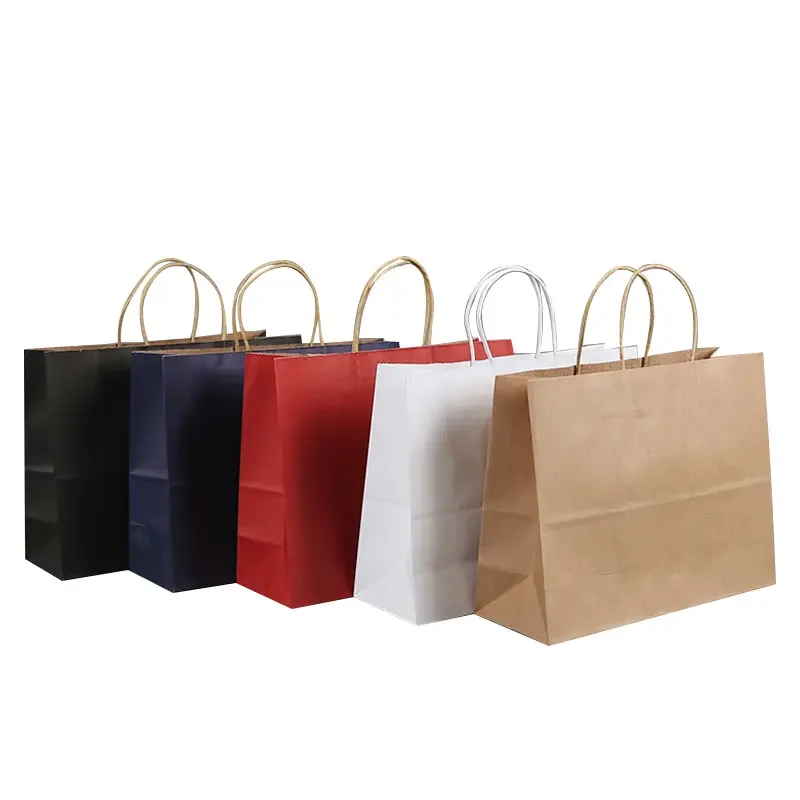 Customized printed logo black cardboard royal blue paper shopping packaging gift bag for online shop