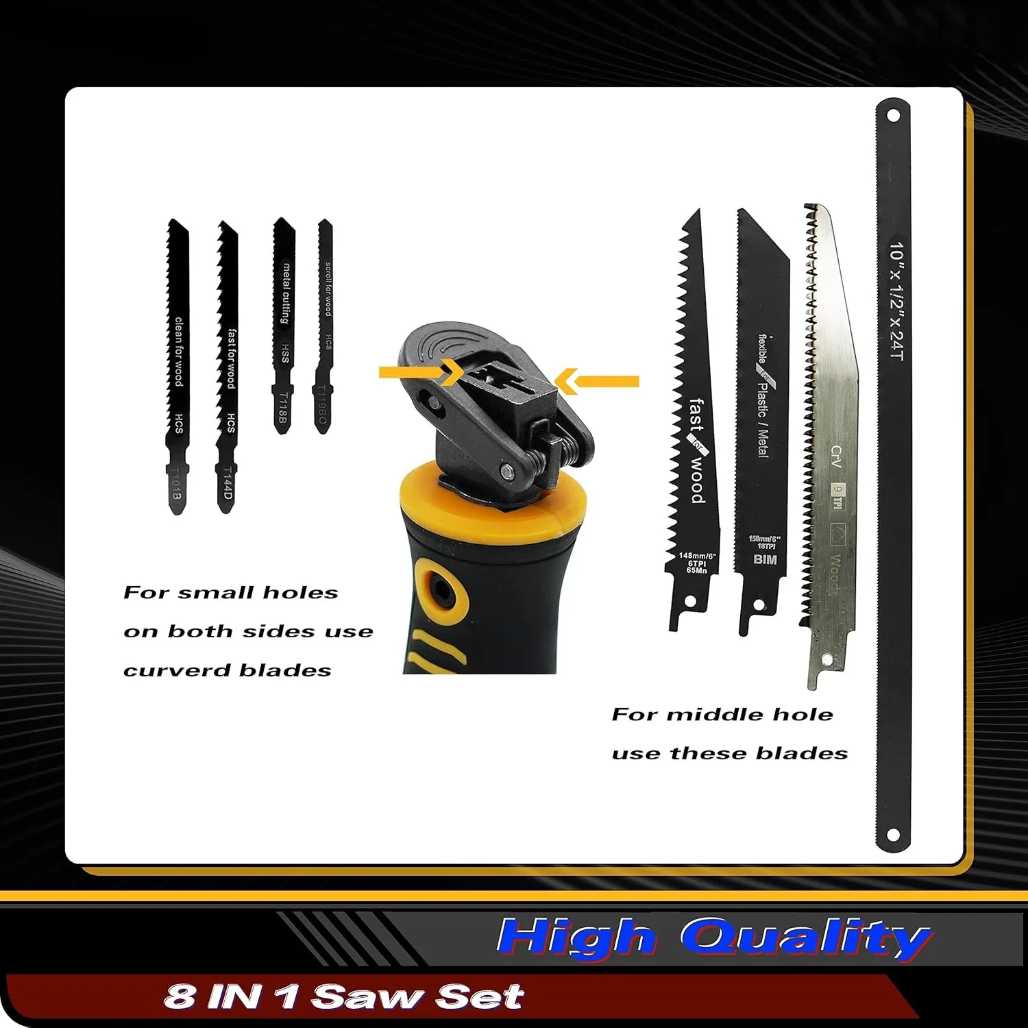 Cisivis 8-In-1 Multi Blades Hand Saw, Drywall Cutter Saw. Hacksaw. Long Blade Hand Saw, Jab Saw