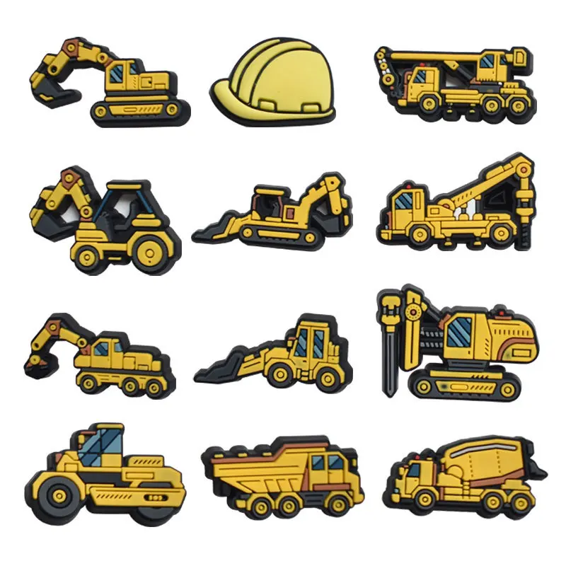Hot Sale Clog Charms Construction creative engineering car vehicle series excavator shoe charms For Kids Shoe Slippers Charms