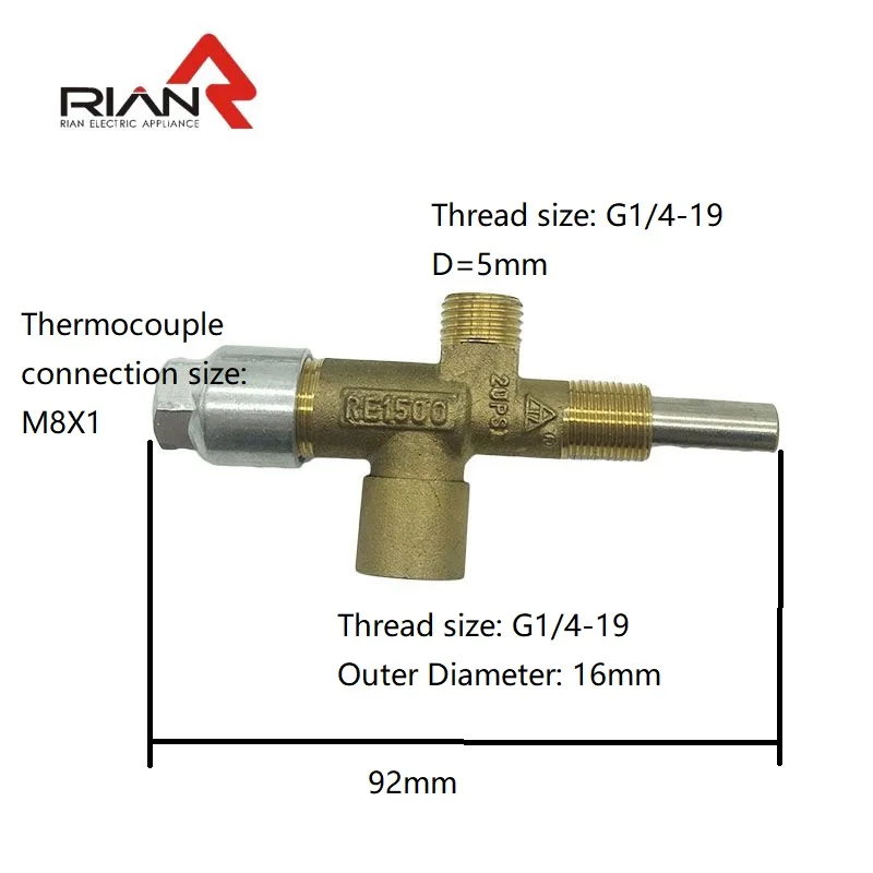 burner gas heater control valve with internal magnet safety valve