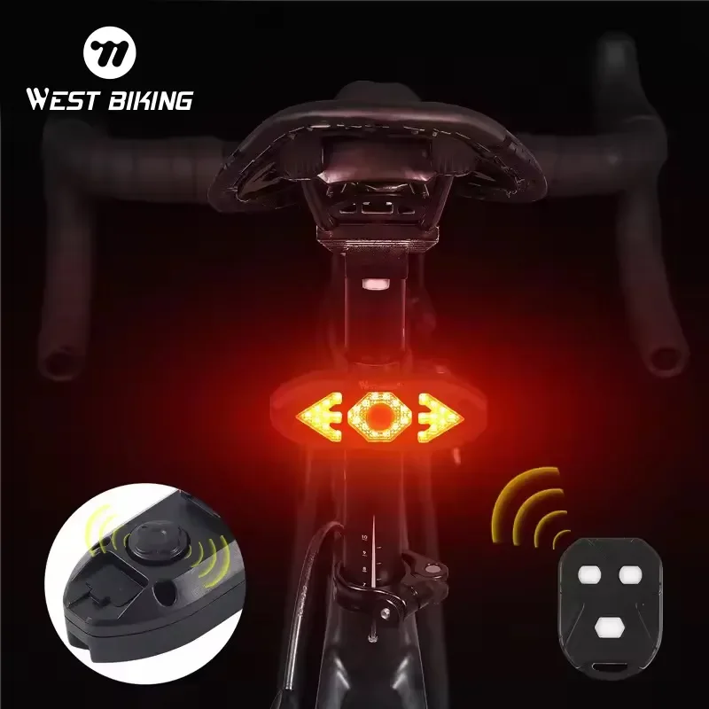 WEST BIKING Waterproof Cycling Portable Remote Light Cycling USB Charging Taillight Bike Turn Signal Light