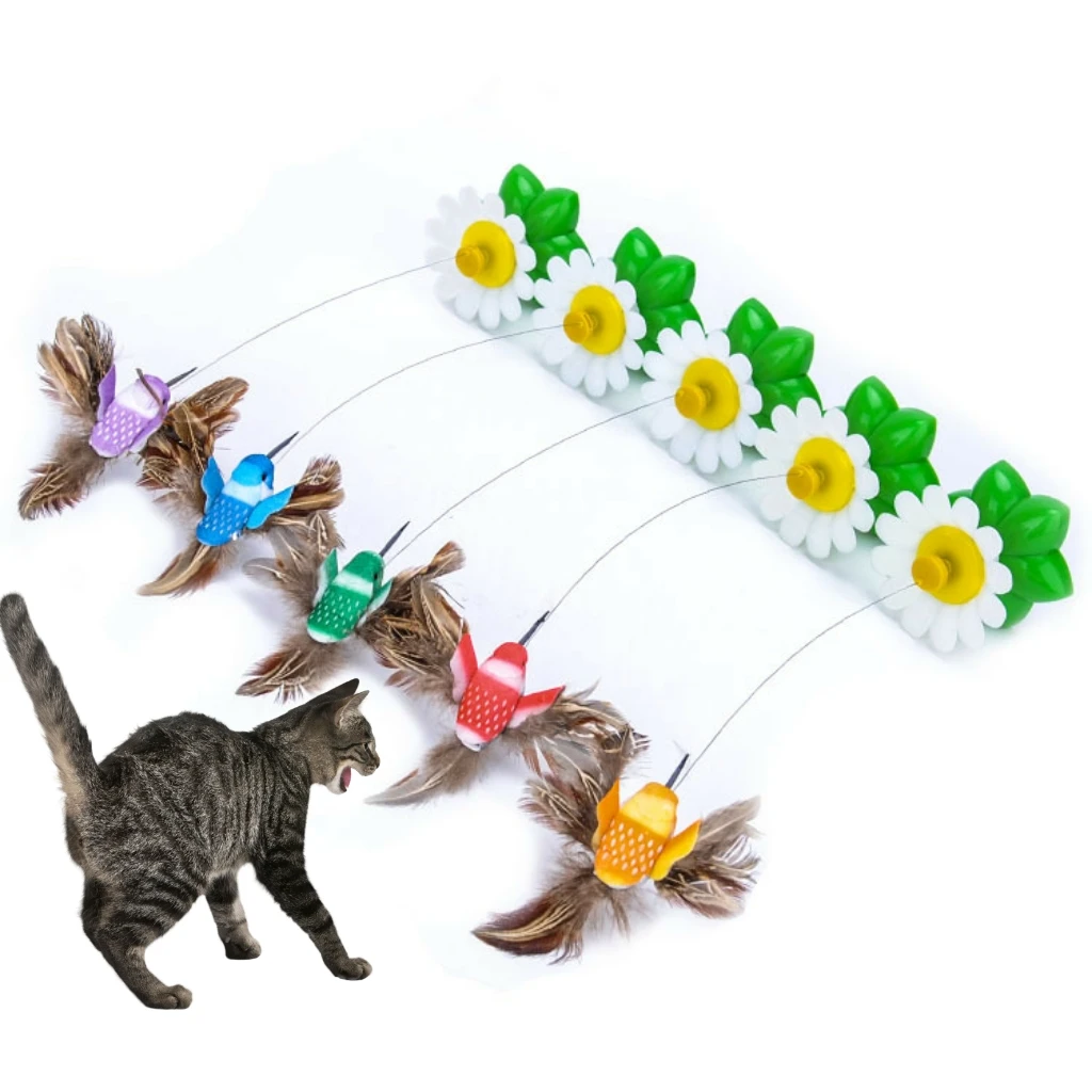 Electric butterfly hummingbird cat toy pet supplies rotating Teaser cat stick pet cats supplies