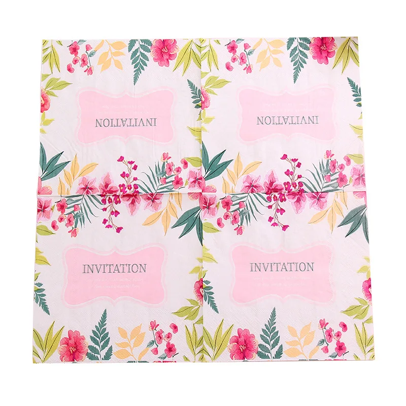 Custom Vintage Decorative Flower Print Beautiful Paper Tissue Napkins