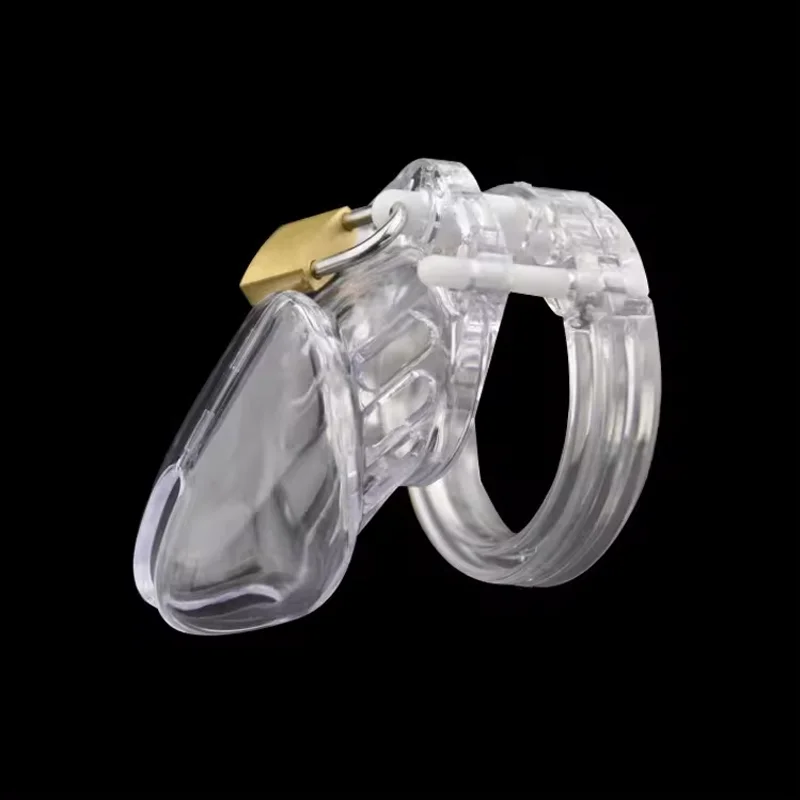 Resin Male Chastity Cock Cage Sleeve Lock Penis Cage With 5 Penis Cock Ring Bondage Sex Toy For Men