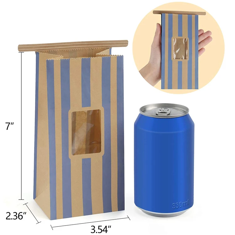 Food Grade Custom Printed Greaseproof Sandwich Hot Dog Packaging Brown or White Kraft Paper Bag