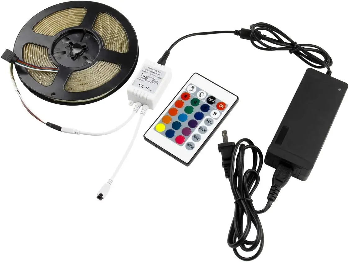 Outdoor 12V IP65 Silicone glue Smart 5050 RGB LED strip set with controller and adapter