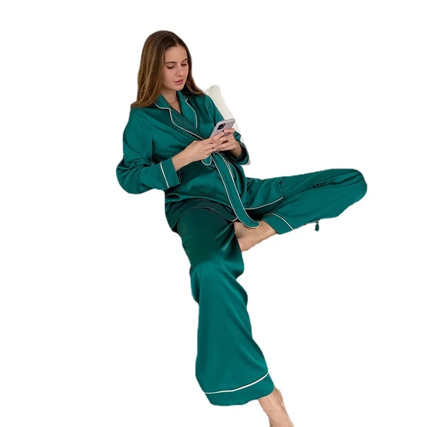 satin woman pajama  super soft home wear satin fabric Classically elegant loungewear for woman