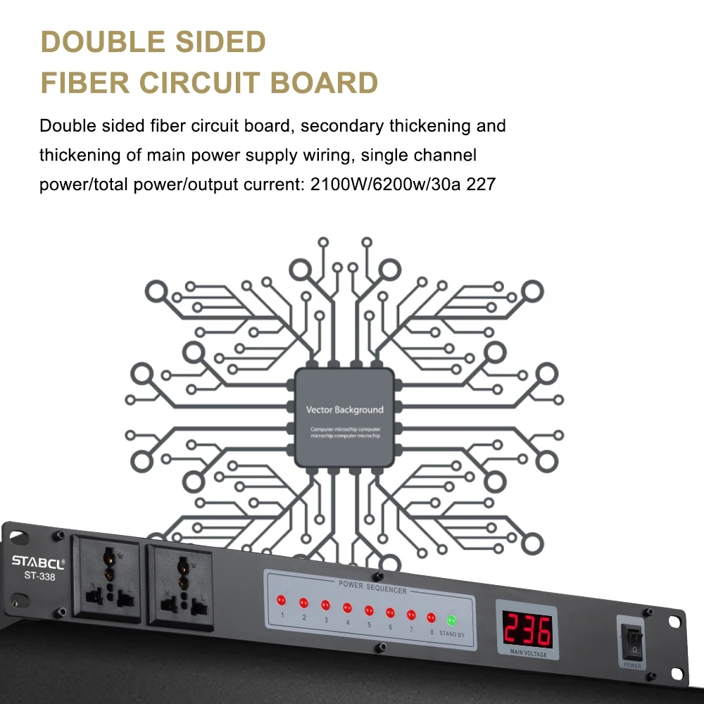 STABCL  ST-338 Professional Power Supply Intelligent 8 Channel Power Supply Sequencer With Voltage Display