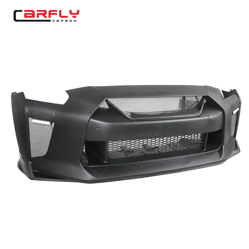 For Nissa n GTR R35  Carbon Fiber Front Bumper With front lipand hood for  2017 2018
