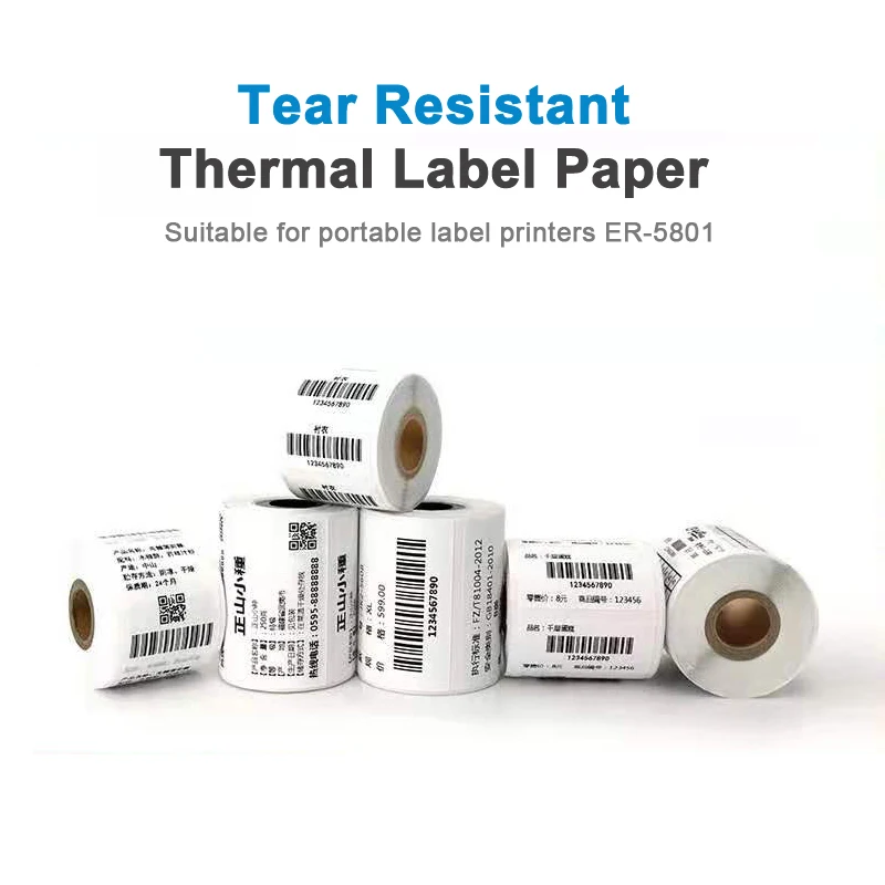 Tearproof/Anti-scratch Thermal Label Paper Self-adhesive Clothing Tag Label Paper for portable label printer ER-5801