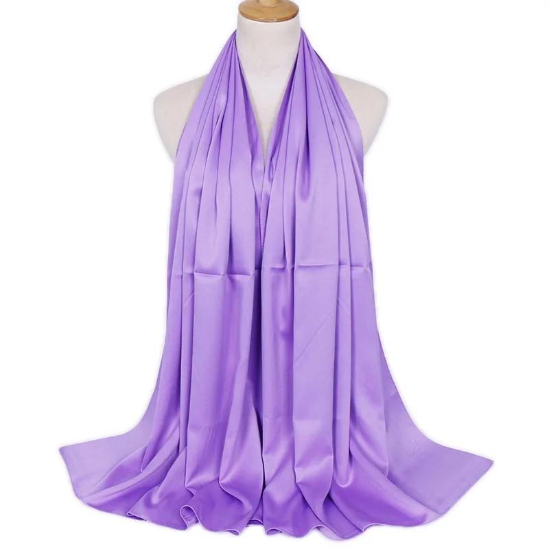 Shiny satin plain shemagh scarf muslim hijab big size women
