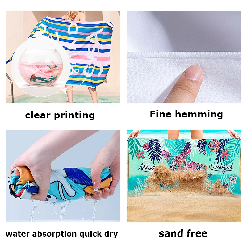 Wholesale high quality lightweight custom logo beach towel personalized design quick dry sand free microfiber beach towel