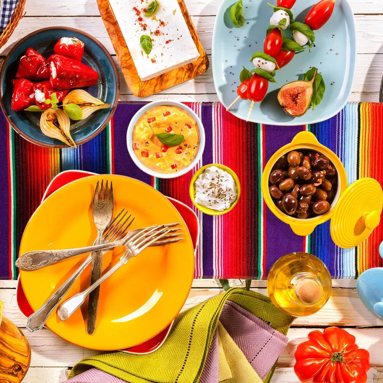 Genuine Mexican Table Runner Saltillo Serape Colorful Striped Sarape Made in China